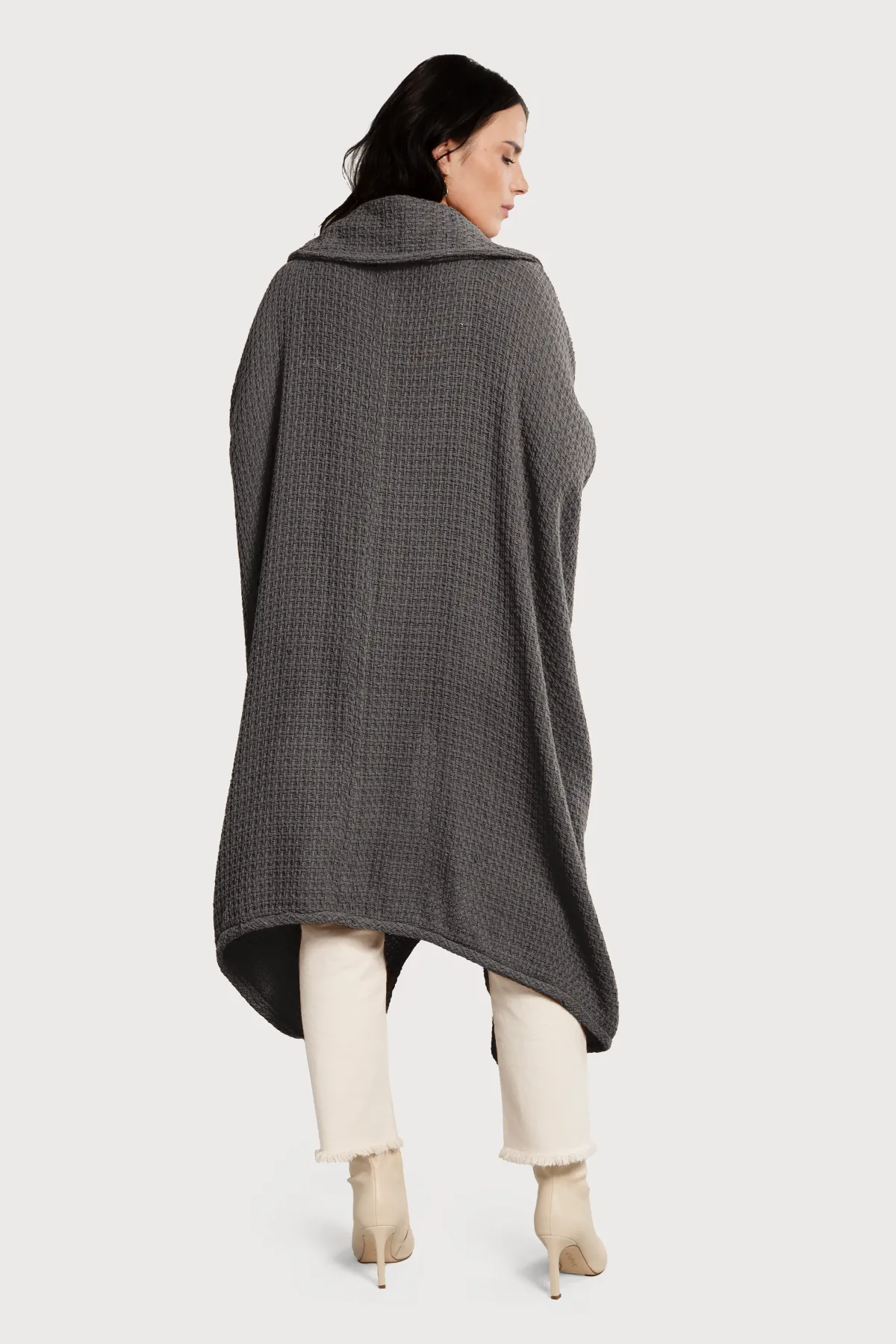 Comfy Oversized Waffle Knit Collared Jacket