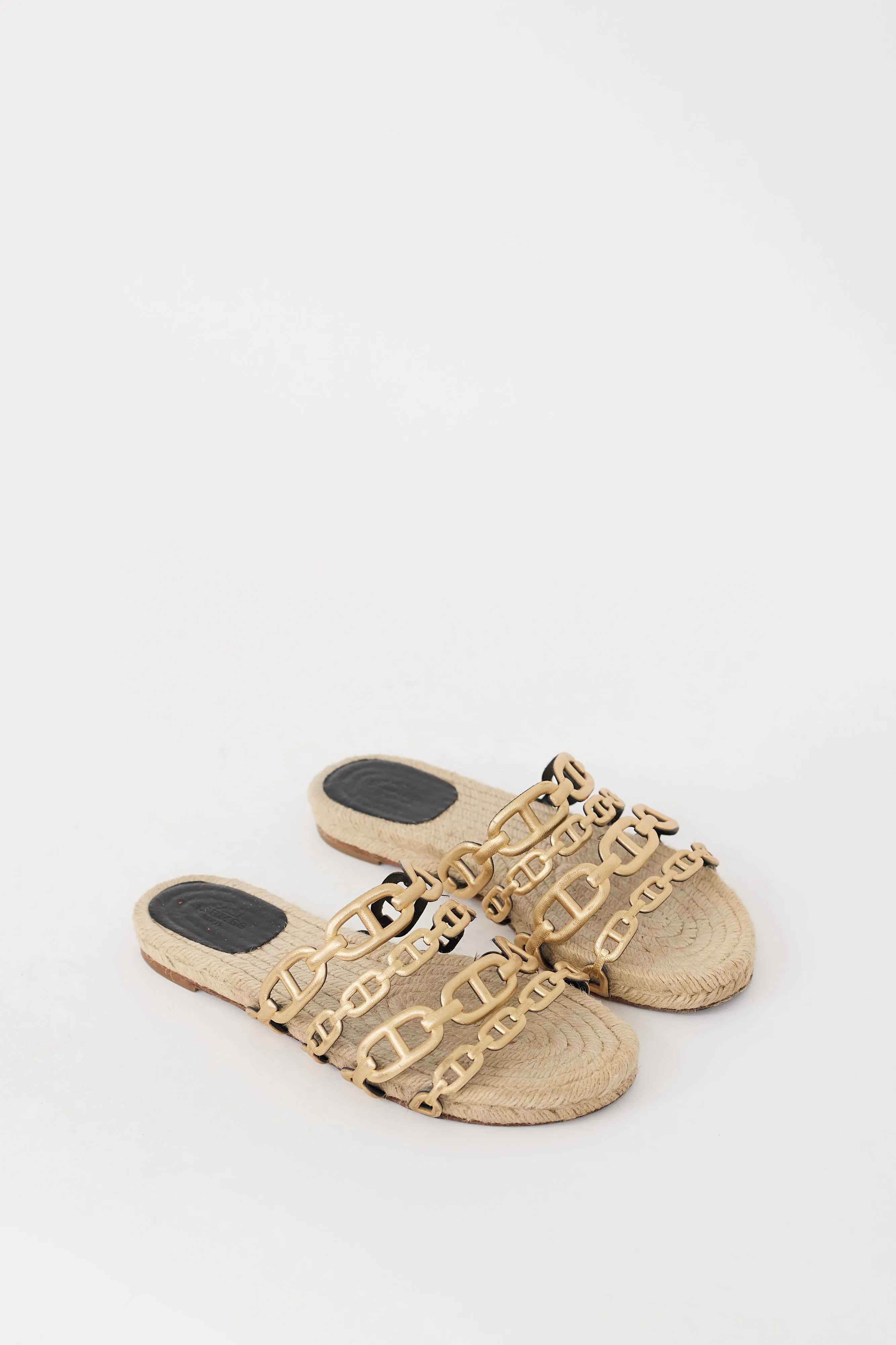 Gold & Beige Ancone Chain Espadrille Sandal