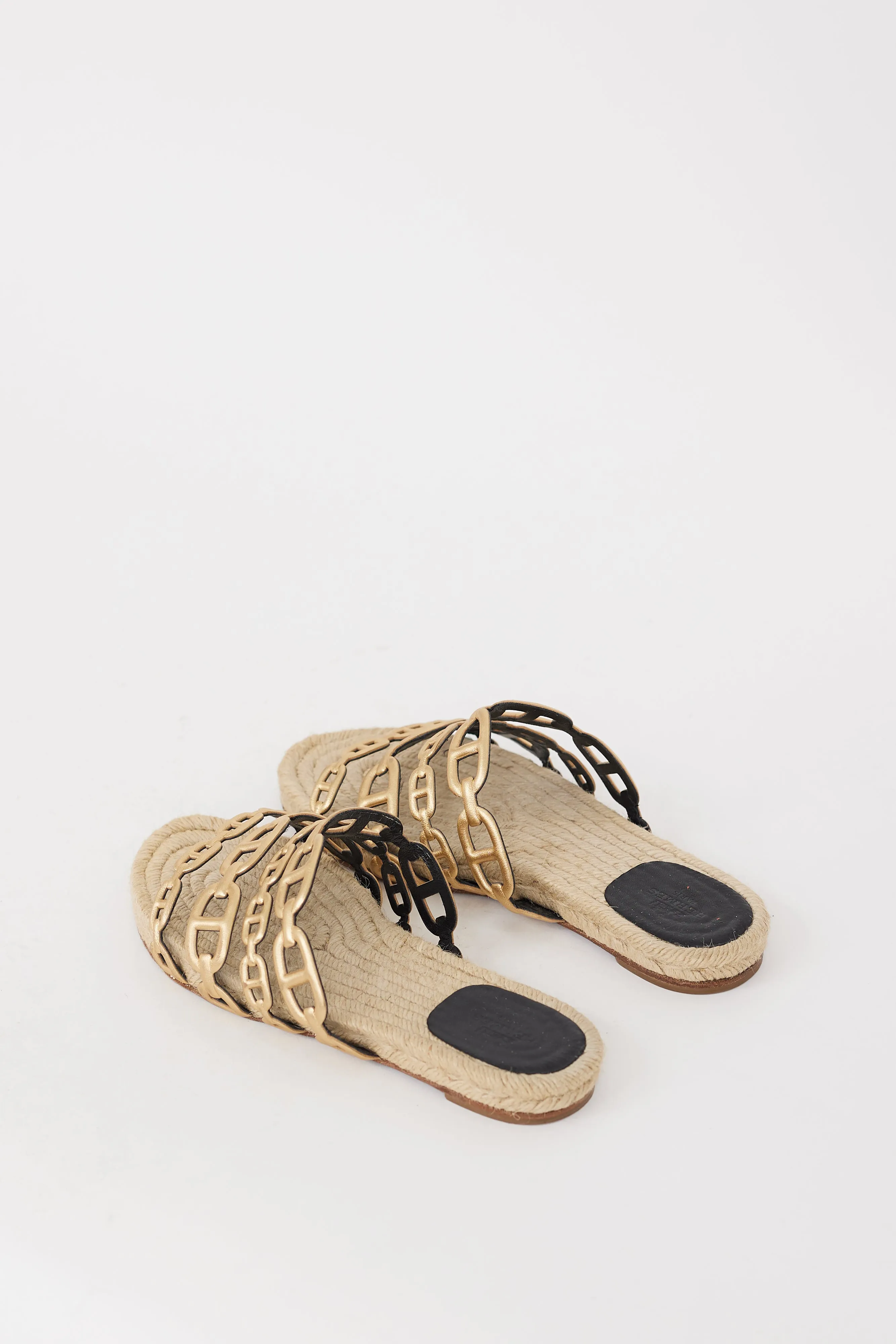 Gold & Beige Ancone Chain Espadrille Sandal