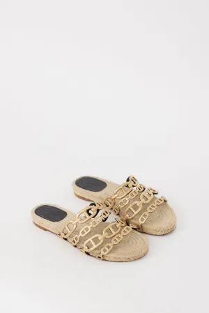 Gold & Beige Ancone Chain Espadrille Sandal