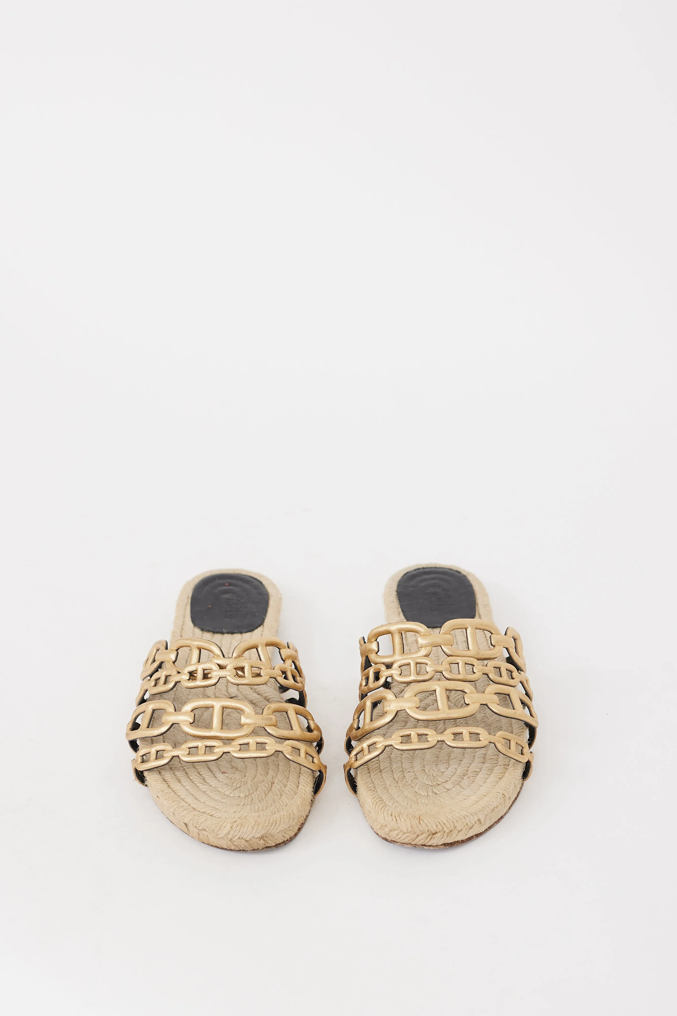 Gold & Beige Ancone Chain Espadrille Sandal