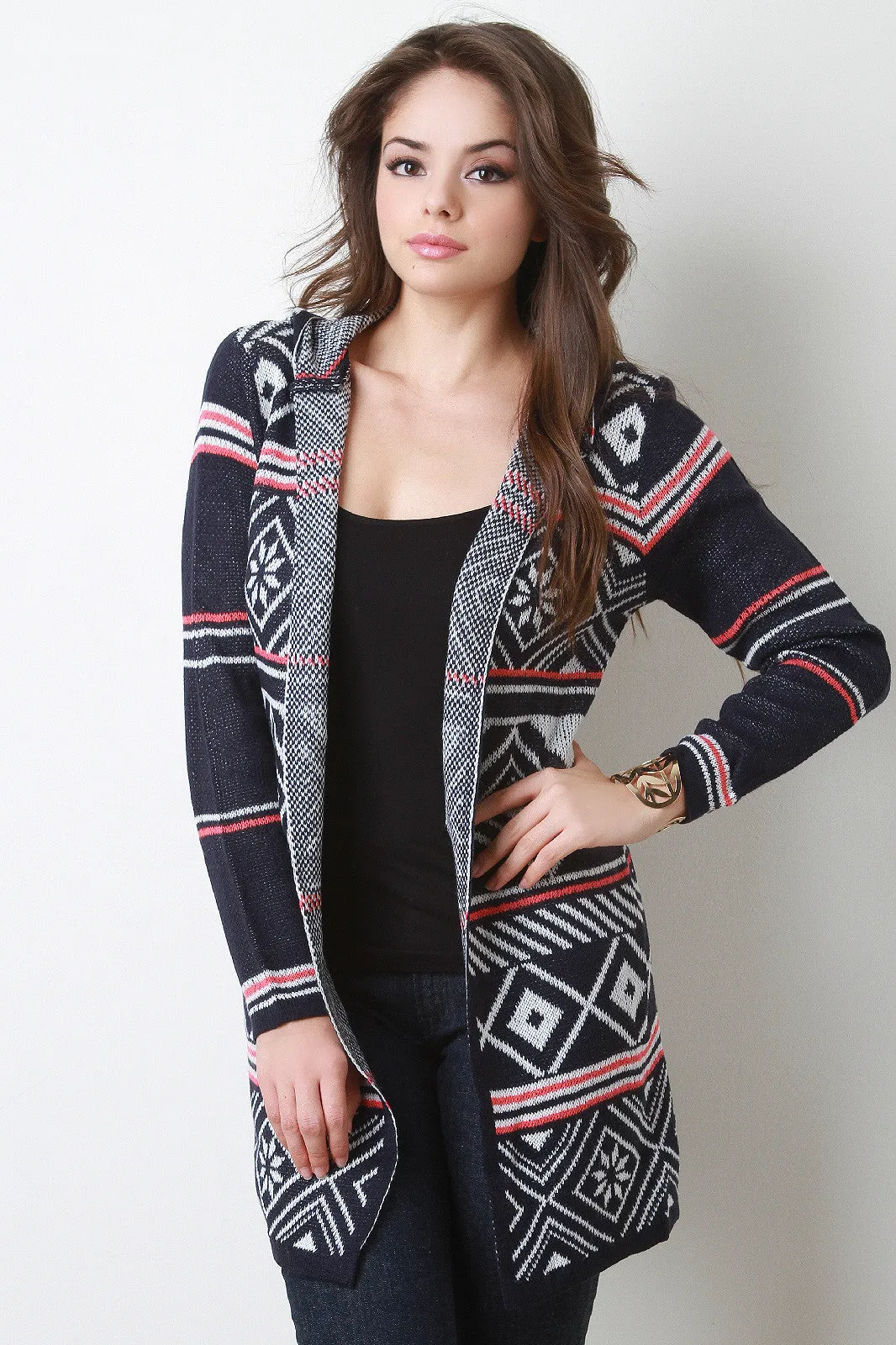 Hooded Fair Isle Cardigan