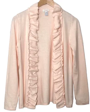 Light Spring Peach Bloom Cashmere Ruffle Cardigan