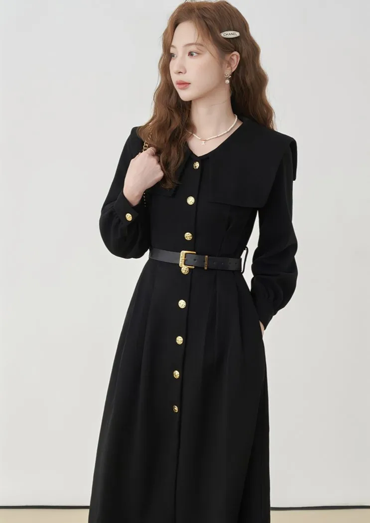 WAIST STRAP BUTTON DRESS